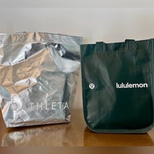 Bundle - Lululemon & Athleta Reusable Shopping Gift Bag Totes Silver Black Small